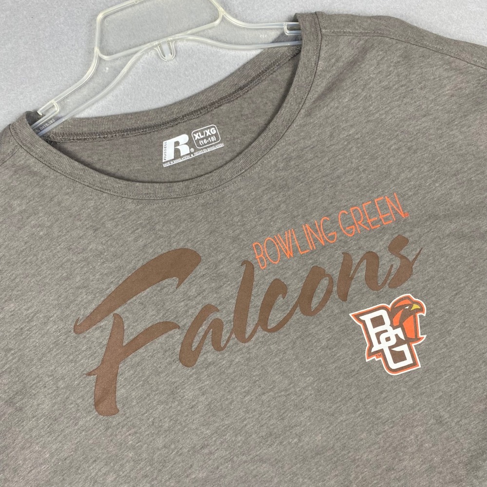 Russell Athletic Bowling Green Falcons Long Sleeve Shirt Gray XL 16-18 Striped